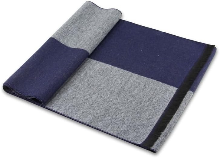 define essentials Men's Winter Warm Long Soft Plaid Scarf with Tassels, Soft Classic mens scraves - Image 4